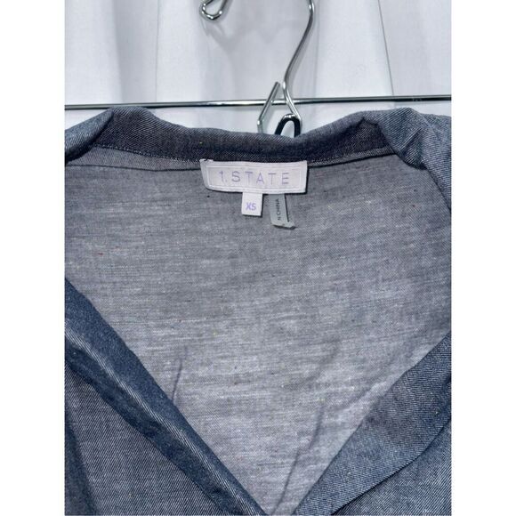1.state denim look short sleeve v-neck romper | Sz XS - Picture 4 of 6